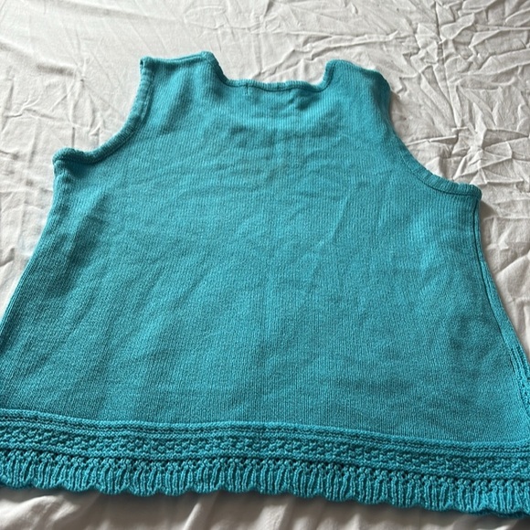 Traditions Knit Tank Top – Size Medium | Boho Lace Hem | Turquoise Trend | - Picture 4 of 6